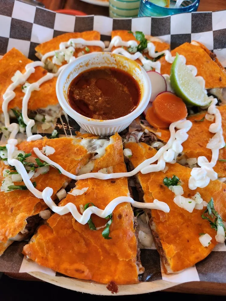 Birria Pizza with Dipping Sauce